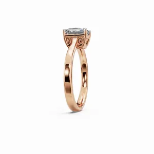 แหวนเพชรทรงรัศมี 18K โรสโกลด์ ประดับเพชรเม็ดเดี่ยว ความใส VVS ได้รับการรับรองจาก IGI สำหรับผู้หญิง - Product Image 2