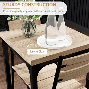 Set da Pranzo Moderno in 3 Pezzi per 2 Persone, Tavolo e Sedie in Legno Chiaro per Angolo Colazione - Product Image 5