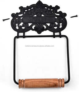 Portarrollos de Papel Higiénico de Metal Antiguo Pintado en Negro Mate de Lujo con Acabado en Níquel para Baño, Hotel o Cocina - Product Image 5