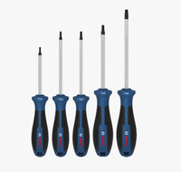 Set Obeng Torx Industri/DIY 5 Buah TX10 TX15 TX20 TX25 TX30 Ujung Magnetik Chrome Vanadium Pegangan Lembut Anti-selip Tinggi