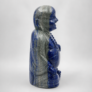 Estatua de Buda Sonriente de Lapislázuli Natural, Tallada a Mano, Buda de Cristal Azul, Decoración Feng Shui para el Hogar, Regalo de Meditación - Product Image 1