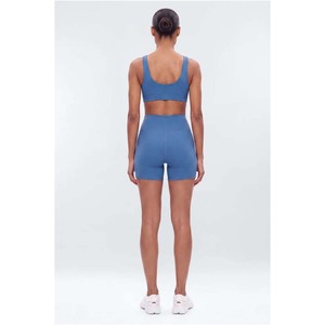 Women's Pink Ribbed 2 Piece <b>Set</b> <b>Square</b> Neck Spaghetti Strap Crop Top High Waist Shorts - Product Image 3