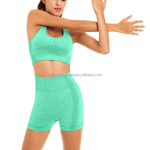 Ensemble de shorts de yoga taille haute sexy pour femmes, séchage rapide, contrôle du ventre, grande taille XL, couleur unie, 100 % coton, vente en gros du fabricant - Product Image 4