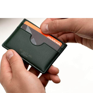 Tarjetero de Cuero Genuino de Alta Calidad, Unisex, Duradero, con 5 Bolsillos, Cierre de Clip y Diseño Granulado - Product Image 3