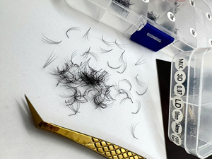 Extensions de cils thermocollées en éventails, mélange 3D-20D, tailles 7-20mm, courbures C/D/M/L, cheveux synthétiques, emballage personnalisé - Product Image 3