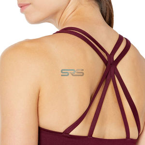 Sujetador deportivo a cuadros para mujer con logo frontal, soporte medio, transpirable, sin costuras, de secado rápido, ropa de fitness sostenible OEM (PayPal) - Product Image 6