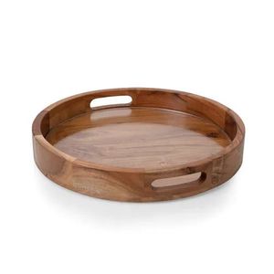 Plateau de service rond en bois poli, fait main, design classique, durable, plateau de mariage - Product Image 1