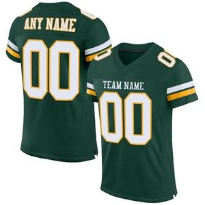Wholesale Direct Industry Dropship Custom Green White-<b>Gold</b> Mesh Authentic Football Jersey - Product Image 1