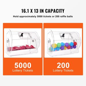 Tambour de tombola professionnel en acrylique avec 2 clés, capacité de 5000 tickets, cage de tirage transparente pour loterie, fournitures pour événements et jeux - Product Image 3