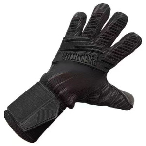 Black Football Goalkeeper Gloves Full Finger Non Slip Breathable Adjustable Wrist <b>Strap</b> Unisex PU Material - Product Image 3