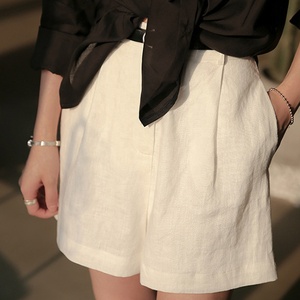 Shorts en jean tendance pour femmes, taille haute, ourlet à volants, jambes larges, élégants et confortables, shorts d'été - Product Image 3