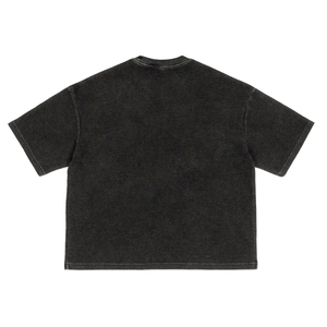 T-shirt en coton tricoté noir surdimensionné pour homme, manches courtes, col rond, style décontracté, couleur unie, teinture unie - Product Image 2