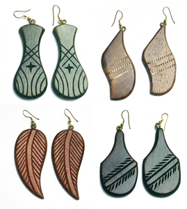 Pendientes de Madera Geométricos Ecológicos, Hechos a Mano, Tallados, Ligeros, Estilo Boho Tribal, Joyería para Fiestas, Precio Bajo, Venta al Por Mayor - Product Image 1