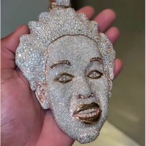 Colgante personalizado con diamantes de moissanita y plata de ley 925, estilo hip hop, para unisex. - Product Image 1