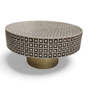 Mesa Redonda Decorativa para Sala de Estar con Incrustaciones de Hueso, Artesanía India de Alta Demanda, Mesa Premium con Incrustaciones de Hueso para el Hogar - Product Image 1