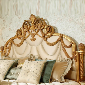 Ensemble de chambre à coucher de style français antique en bois de mahogany massif doré de luxe, taille king, meubles rembourrés, fabrication indonésienne, livraison gratuite - Product Image 3