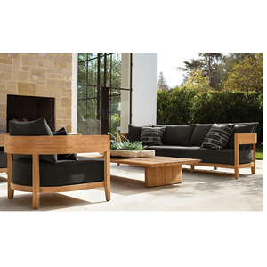 Modern Two-Seater Teak <b>Outdoor</b> <b>Sofa</b> Durable and Waterproof Contemporary Style Patio <b>Sofa</b> Minimalist Garden Lounge Furniture - Product Image 6
