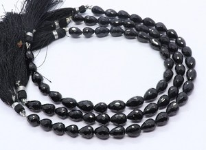 ลูกปัดทรงหยดน้ำสีดำสปิเนลเจียระไนแบบตรง ขนาด 5x7 มม. ลูกปัดพลอยสปิเนลสีดำทรงหยดน้ำ 7 นิ้ว ลูกปัดสปิเนลสีดำแบบหลวมสำหรับทำเครื่องประดับ - Product Image 4