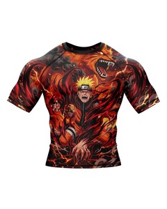 Rashguard de compression en Spandex imprimé sur mesure à manches courtes, sublimation frontale, respirant, pour grappling - Product Image 2
