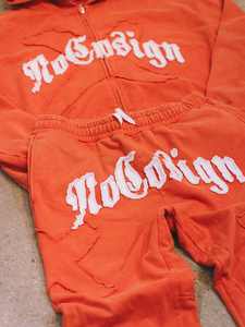 Ensemble de survêtement pour homme à capuche, coupe ample, patchwork délavé, logo personnalisé, style streetwear, pantalon droit, sweat-shirt - Product Image 5