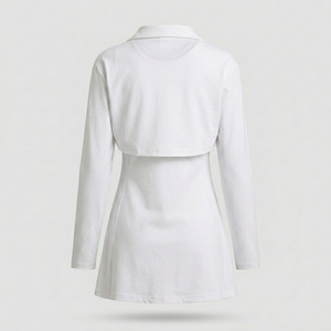 Conjunto deportivo de dos piezas para mujer, vestido y chaqueta corta de manga larga, cuello redondo, abertura lateral, para pickleball, tenis, pádel. - Product Image 4