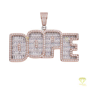 Colgante de lujo con el nombre 'DOPE', diamante moissanita, cadena hip hop, oro rosa, joyería brillante para hombres y mujeres - Product Image 5