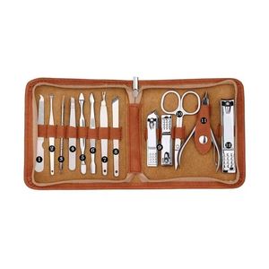 Ensemble de manucure professionnel 16 pièces, outils noirs mats, étui à fermeture éclair noir, doublure rouge, acier inoxydable, kit de soin personnel - Product Image 5