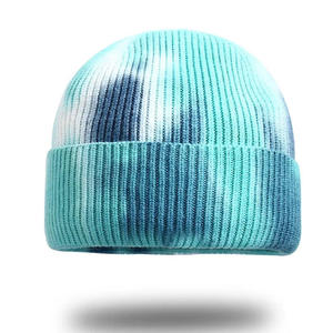Gorro de punto acanalado con efecto tie-dye de colores al por mayor, para actividades al aire libre, deportivas y entrenamiento, cálido. - Product Image 4