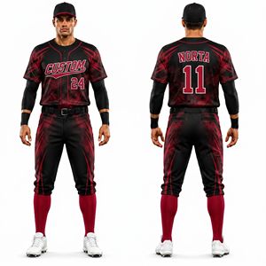 Conjunto de Pantalones Deportivos Sublimados con Patrón Geométrico Lineal Blanco y Negro, Uniformes de Béisbol de Poliéster para Equipos - Product Image 3