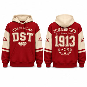 Sudadera con Capucha Roja Delta Sigma Theta, Estampado de Letras Griegas 1913 en la Espalda, Unisex, Informal, para Otoño - Product Image 1
