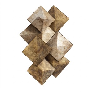 Arte de Pared Geométrico Moderno de Latón, Patrón Irregular Abstracto, Decoración Artesanal de Metal, Montaje en Pared, Pieza Única - Product Image 4