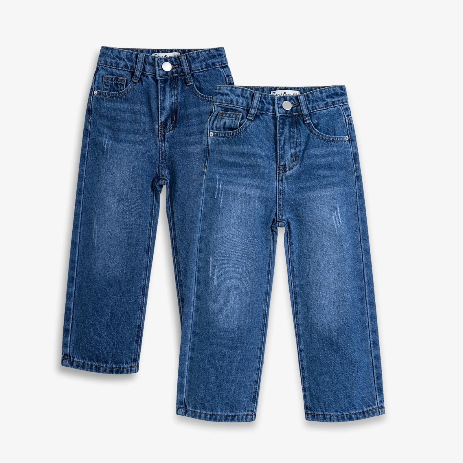 Vendeur de vêtements Vêtements pour filles Jeans en denim délavé léger Pantalon déchiré jambes larges Jeans pour enfants Pantalons pour filles