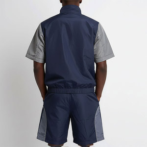 Fashion <b>Men</b> <b>Summer</b> Lightweight Color Blocking Windbreaker Shorts Set Quick Dry Breathable Sporty Short Sleeve <b>Jacket</b> & Short Set - Product Image 2