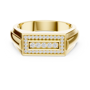 Anillo de oro amarillo macizo de 14k para mujer con piedras cultivadas en laboratorio de corte brillante redondo, para uso diario, banda apilable - Product Image 1