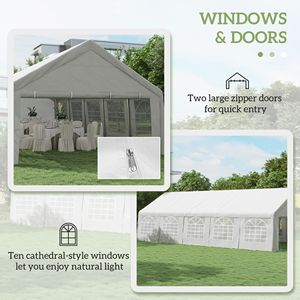 Tenda Carport Bianca Resistente 32x16ft con Pareti in PVC Rimovibili e Telaio in Acciaio - Impermeabile e Tessuto in Poliestere - Product Image 6