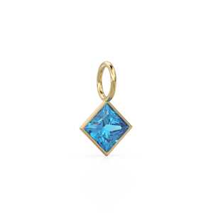 Colgante de Topacio Azul Suizo de 5mm en Oro Amarillo Sólido de 14k con Engaste para Joyería / Piedra de Nacimiento de Noviembre / Corte Princesa Azul - Product Image 3