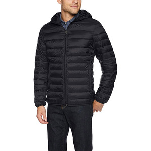 Chaqueta acolchada negra para hombre, chaqueta cortavientos con cuello alto, ropa exterior informal de poliéster, chaqueta acolchada de corte regular. - Product Image 2