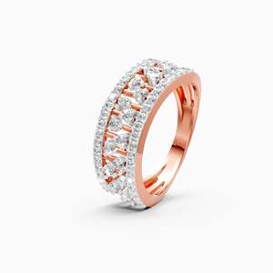 Bague en diamant cultivé en laboratoire éthique, style antique, avec grappe de diamants ronds, pour elle |   0,47 ct en or jaune, blanc et rose 9 carats - Product Image 1
