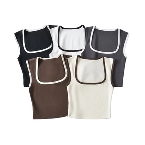Débardeurs côtelés sans manches pour femmes, doux, extensibles, décontractés, écologiques, à séchage rapide, respirants, en Spandex/Coton, col rond - Product Image 1