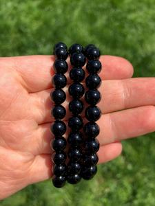 Pulsera Elástica de Ónix Negro Grabado, Diseño de Moda, para Hombre y Mujer, Cristal Natural Pulido, Diseño de Amuleto del Amor, Energía para el Regreso a Clases - Product Image 2