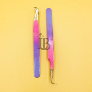 Offres Exceptionnelles : Pinces à Cils en Vison Durables Rose Ombré pour Extensions de Cils, Pinces Plates avec Logo Offert - Product Image 3