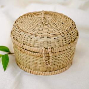 Set of woven <b>bamboo</b> lid boxes sweet brownie packaging <b>container</b> cheapest price storage box - Product Image 2