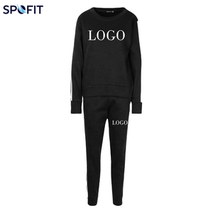 Ensemble de survêtement léger pour femme SPOFIT, imprimé gris, polyester/coton, manches longues, col rond, sweat-shirt et pantalon blanc - Product Image 6