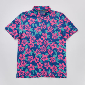 Polo pour homme haut de gamme en mélange polyester-spandex, personnalisable, impression florale, pour le golf en extérieur, vente en gros - Product Image 5