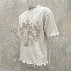 Snowgrace Oversized Men's T-Shirt Short Sleeve Solid Silk Screen Printing High Street 100% Cotton Jersey O-Neck Distressed Hem - Product Image 5