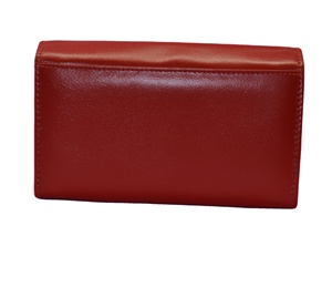 Women Genuine Leather Long <b>Wallet</b> Fold Closure Minimalist Clutch <b>Red</b> Multi-functional Daily Use - Product Image 2