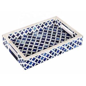 Nouvel Arrivage Plateau de Service Artisanal à Motif Floral en Os Incrusté, Plateaux de Petit-Déjeuner en Os, Plateau Polyvalent Idéal à Prix de Gros - Product Image 3