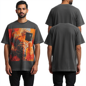 T-shirt de luxe pour homme, coupe ample et épaisse, avec motif graphique inspiré d'Inferno et broderie en chenille. - Product Image 3