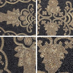 Luxury Embroidered Floral Table Runner Polyester Washable Home Decor Gold Black Pattern - Product Image 5