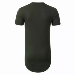 Camiseta larga con dobladillo curvo de última moda para hombre, estilo urbano, poliéster de secado rápido, camiseta larga para gimnasio. - Product Image 3